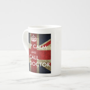 Taza De Porcelana Union Jack británico guarda calma y llama al