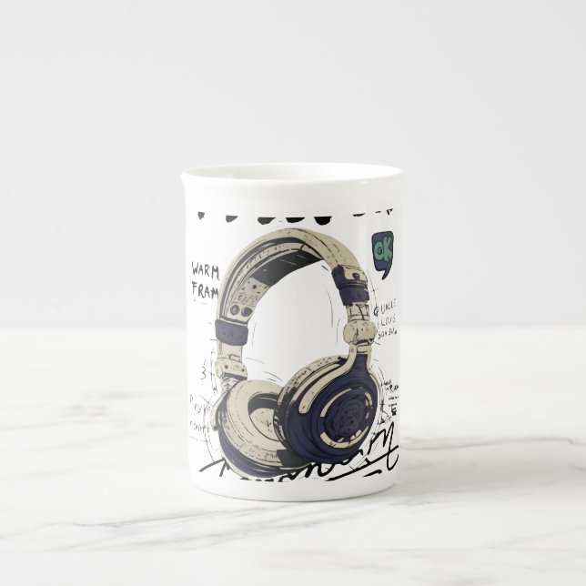 Taza De Porcelana Urban Retro Headphone Vibe Illustration (Frente)