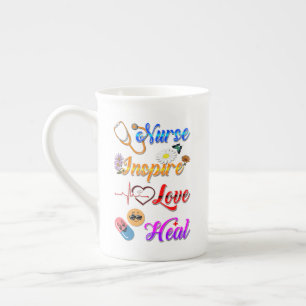 Taza De Porcelana Vajilla de enfermera Inspira Amor Sana Med Terapeu