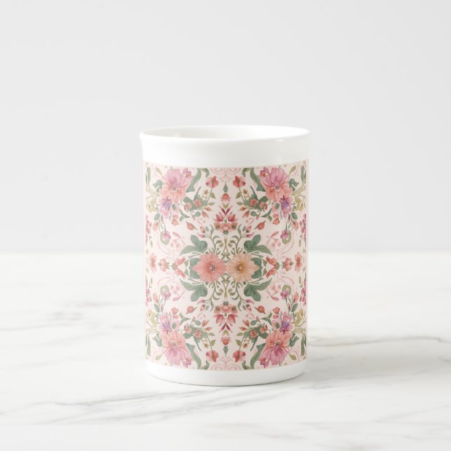 Taza De Porcelana Valentine's Day, Lovely Pink Flowers Pattern  (Frente)