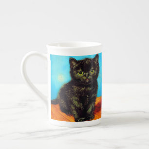 Taza De Porcelana Van Gogh Style Pouting Kitten