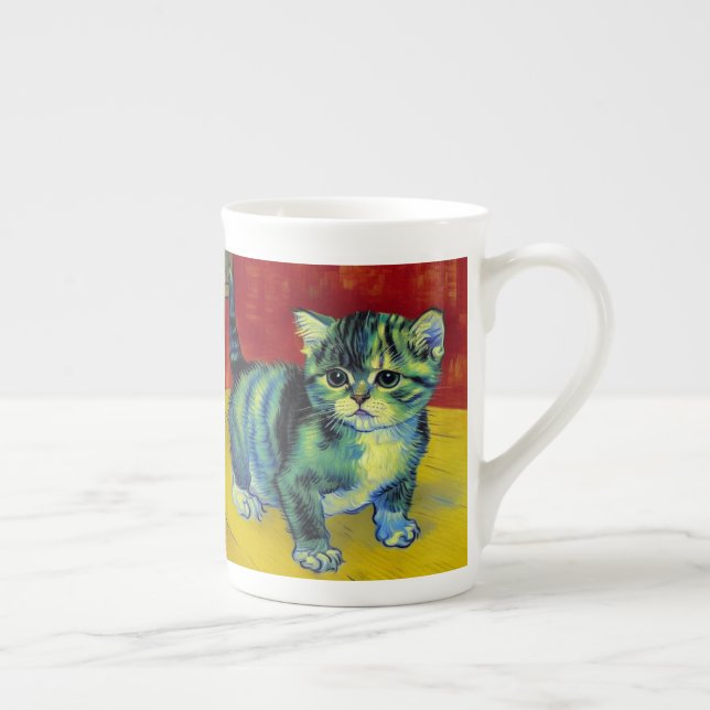 Taza De Porcelana Van Gogh Tabby Cat (Derecha)