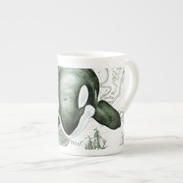 Taza De Porcelana Verde del mapa de la orca (Derecha)