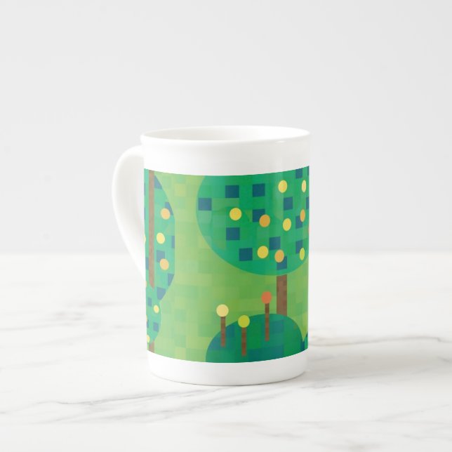 Taza De Porcelana Verde y oro de cítricos (Izquierda)
