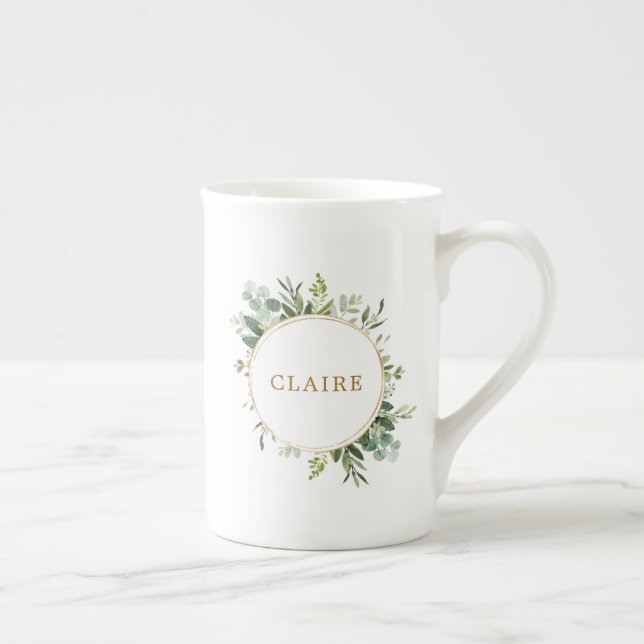 Taza De Porcelana Verdor de oro botánico personalizado (Derecha)