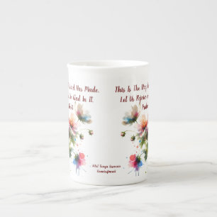 Taza De Porcelana Verso Bíblico Moderno Floral Rosa-Violeta