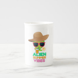 Taza De Porcelana Vibraciones Retro de Verano de Playa Alien