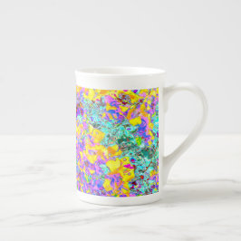 Taza De Porcelana Vibrant Abstract Art Mug – Turquoise Yellow Magent