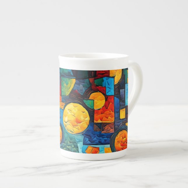 Taza De Porcelana Vibrant Dreams Geometry – Bold Modern Abstract Art (Derecha)
