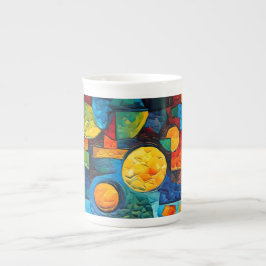 Taza De Porcelana Vibrant Dreams Geometry – Bold Modern Abstract Art