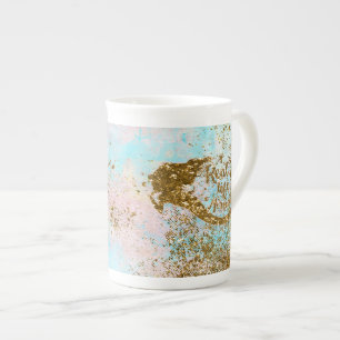 Taza De Porcelana Vida real de sirena - Sirenita de oro Purpurina
