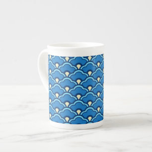 Taza De Porcelana Vieiras chinas, azul oceánico e índigo
