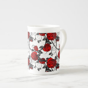 Taza De Porcelana Vino de la rosa de la mug-roja de China ósea