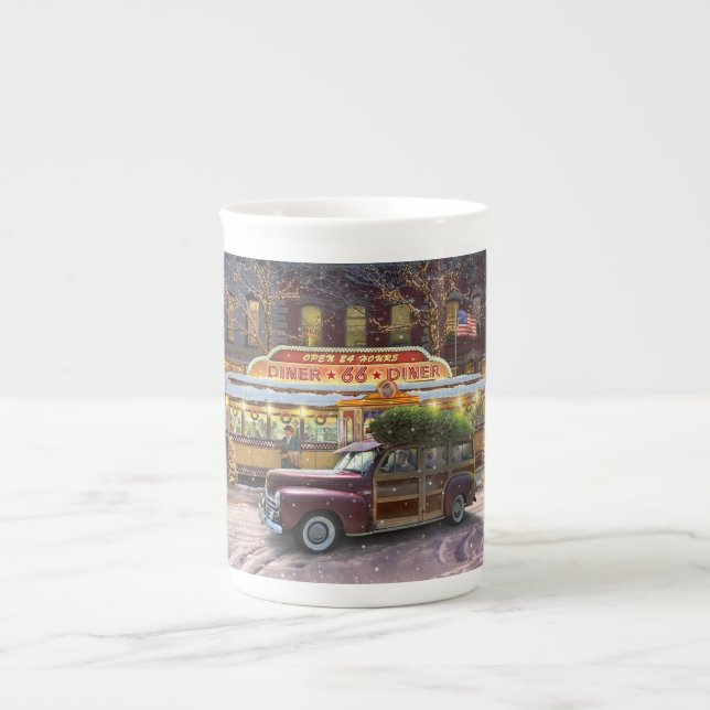 Taza De Porcelana Vintage Christmas Diner (Frente)