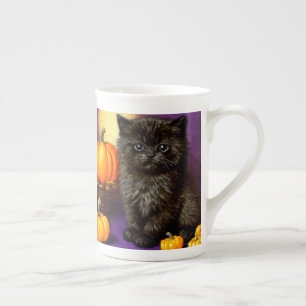 Taza De Porcelana Vintage Halloween Kitten