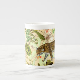 Taza De Porcelana Vintage Moderno Flor Jungla Tropical