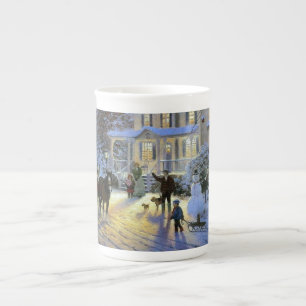 Taza De Porcelana Vintage Navidades de Winter Town destilados de cab