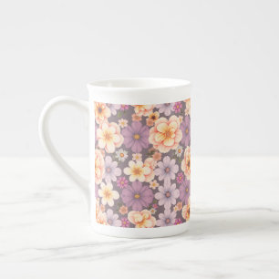 Taza De Porcelana Vintage pastelería de durazno y lavender