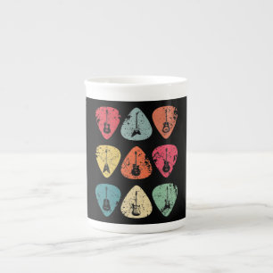 Taza De Porcelana Vintage retro a la púa de guitarra para los guitar