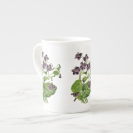 Taza De Porcelana Violetas púrpuras Hueso Botánico China Mug