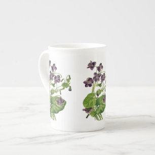 Taza De Porcelana Violetas púrpuras Hueso Botánico China Mug