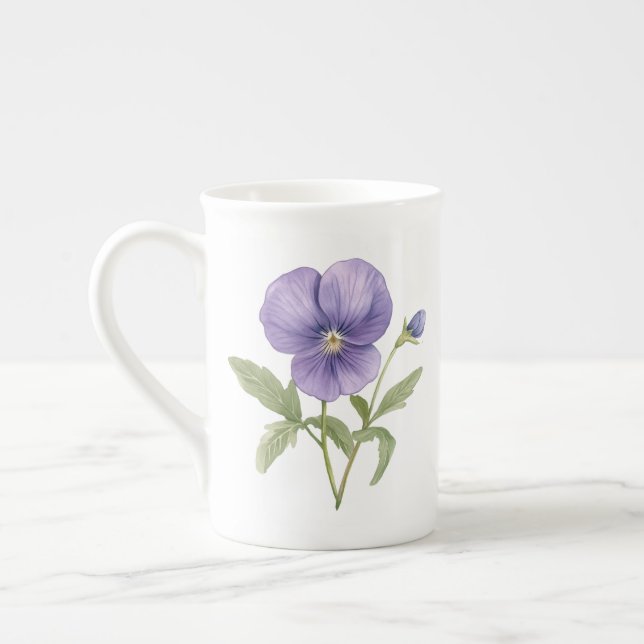 Taza De Porcelana Violets Flower Flower de febrero (Izquierda)