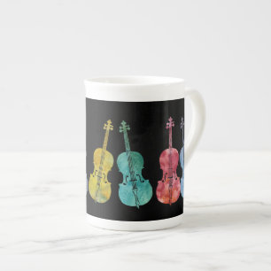 Taza De Porcelana Violoncelos multicolores