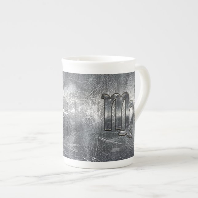 Taza De Porcelana Virgo Zodiac Rótulo Plata Grunge Molestias Estilo (Derecha)