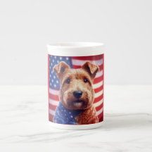 Welsh Terrier Con Bandera Estadounidense Y Bandana