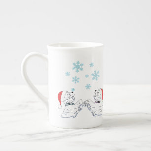 Taza De Porcelana Westies y copos de nieve
