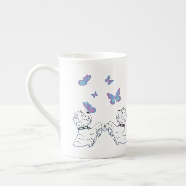 Taza De Porcelana Westies y mariposas (Izquierda)