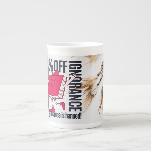 Taza De Porcelana Whimsical Red Book Character Ignorance Banned  (Frente)