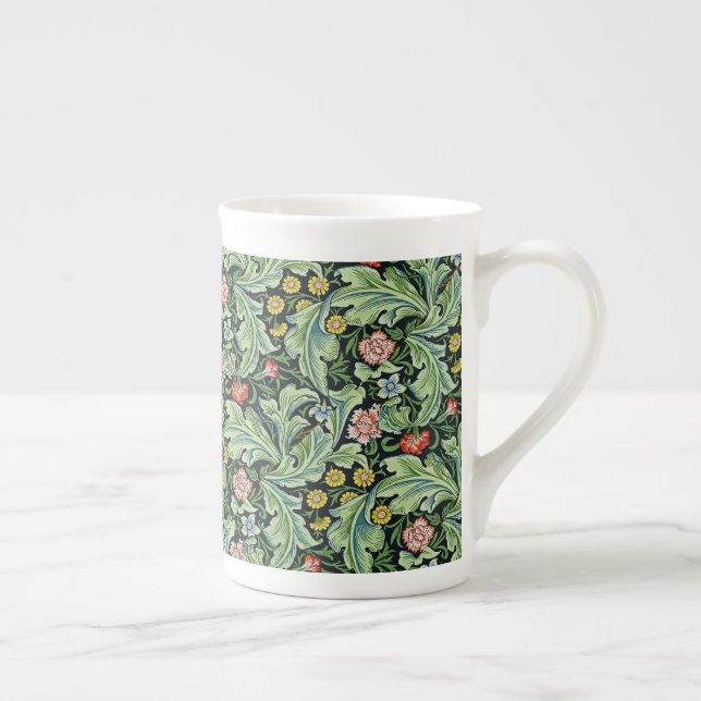 Taza De Porcelana William Morris Florales Carnación Verde Rosa (Derecha)