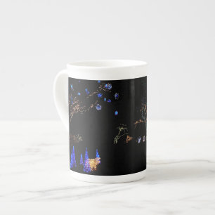 Taza De Porcelana Winter Wonderland ilumina vacaciones azules y blan