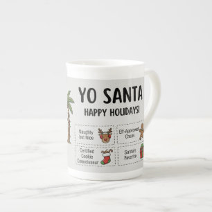 Taza De Porcelana Yo Santa Divertido Verano Navidad Felices Fiestas