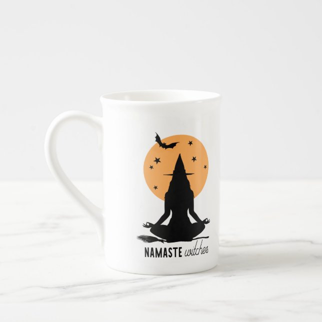 Taza De Porcelana Yoga de Halloween contemporáneo (Izquierda)