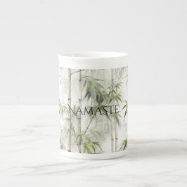 Taza De Porcelana Yoga de mindfulness de bambú verde