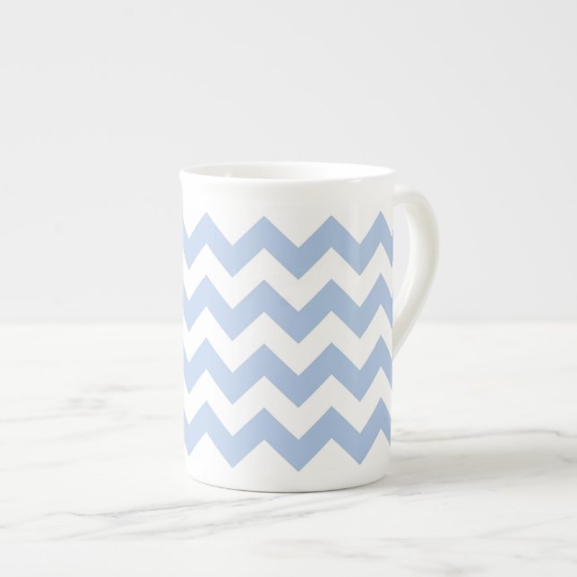 Taza De Porcelana Zigzag azul claro y blanco (Derecha)