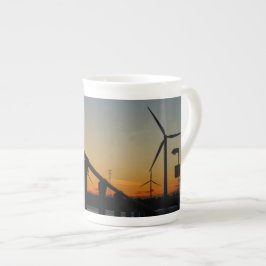 Taza De Porcelana Zonsondergang met windmolen, Rustgevend relaxt.