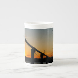 Taza De Porcelana Zonsondergang met windmolen, Rustgevend relaxt.