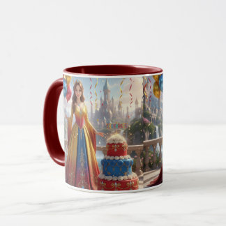Taza de Princesa – Diseño de Cumpleaños con Pastel