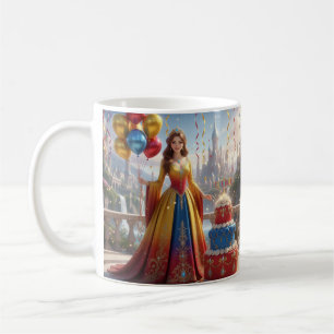 Taza de Princesa – Diseño de Cumpleaños con Pastel
