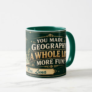 Taza de profesor de geografía personalizada, diver