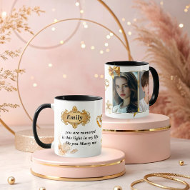 Taza de propuesta elegante de oro - "¿Te casarás c