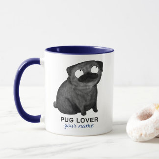 Taza de Pug Personalizada, Nombre y Frase Personal