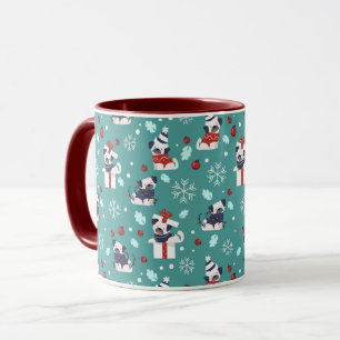 Taza de pugs navideños lindos