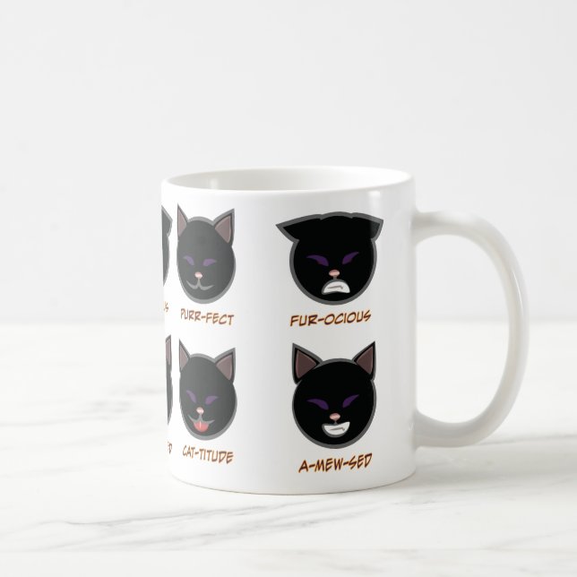 Taza de Punny Halloween del gato negro (Derecha)
