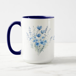 Taza de ramo de flores silvestres de acuarela pers