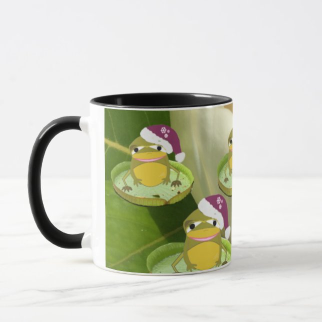 Taza de ranas divertidas de Navidad (Izquierda)