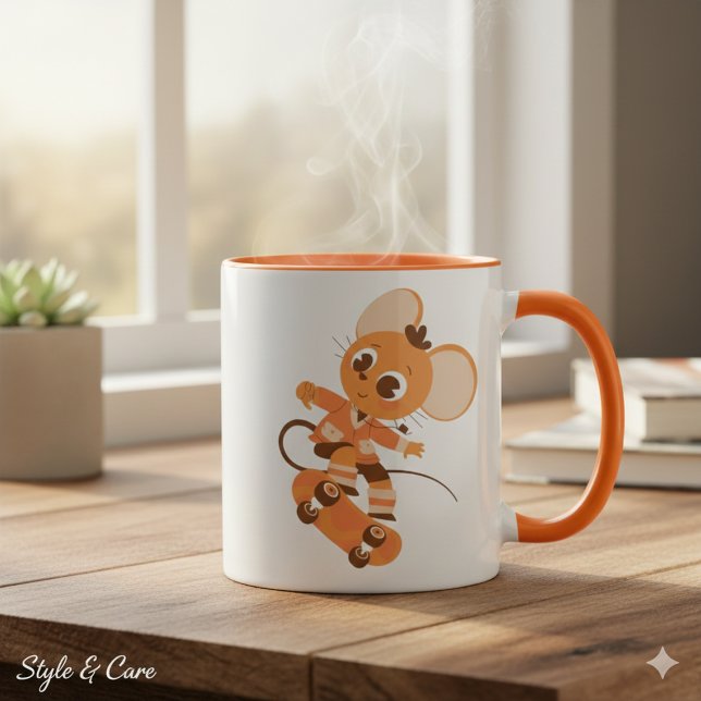 Taza de Ratón de Monopatín Combo - Atrevido y Dive (Skateboarding Mouse Combo Mug - Bold & Playful)